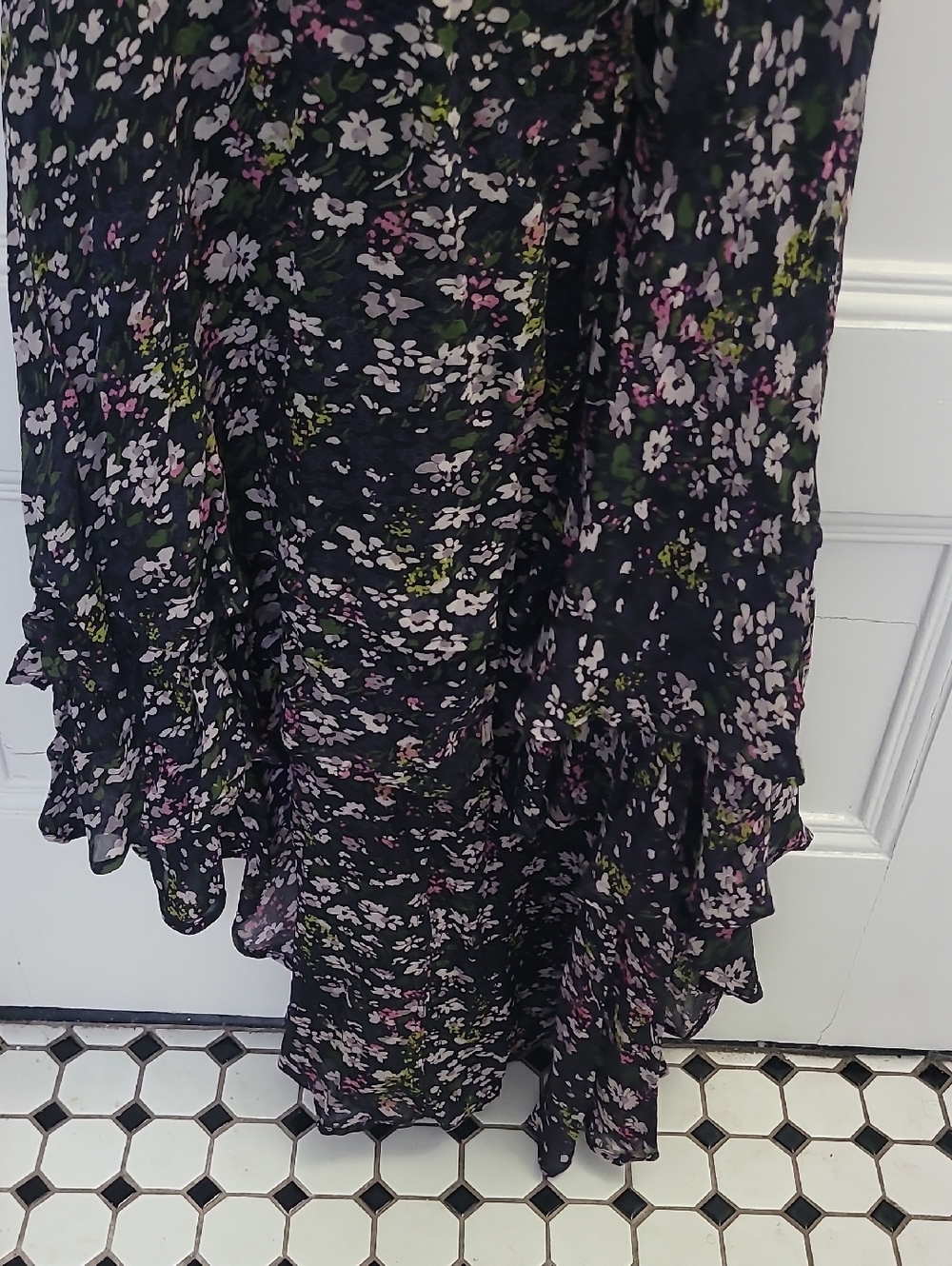 GANNI Crepe Wrap Dress EU34 US4 S Floral Print Asymmetric V-Neck NWT - Picture 12 of 13